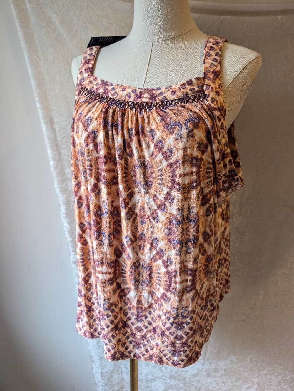 Democracy Rayon Flowy Tank Top Boho Abstract